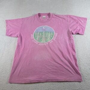 Vintage 90s May There Always Be Trees T Shirt Pink Size XL Single Stitch USA